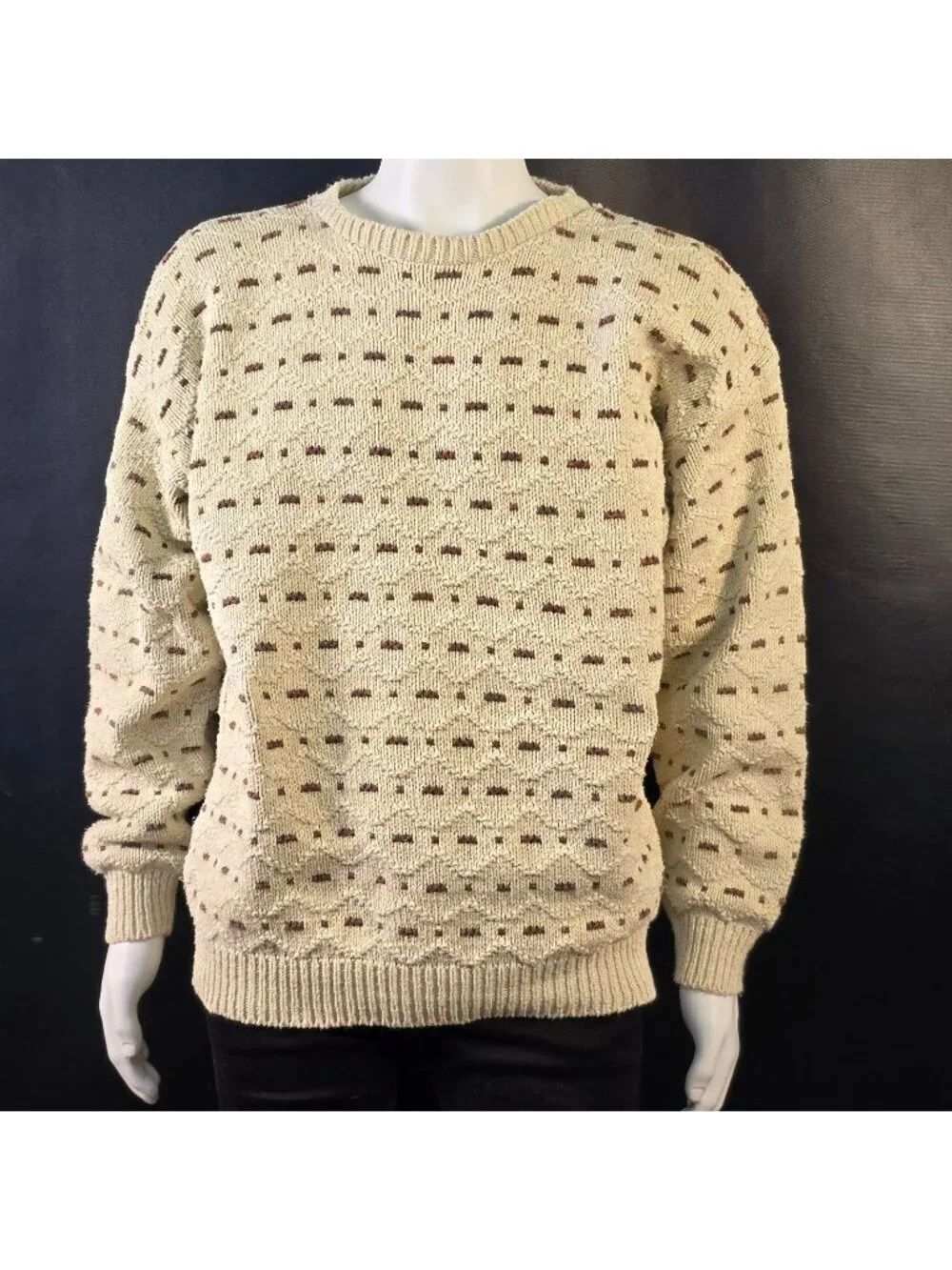 Vintage Start at 501 Grandpas Sweater Sz L 90s Style Geometric Textured Pattern